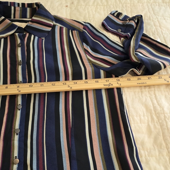 NWT Nicole Miller Artelier 100% Silk Blouse Striped Asymmetrical Top MSRP $275 - Picture 7 of 16